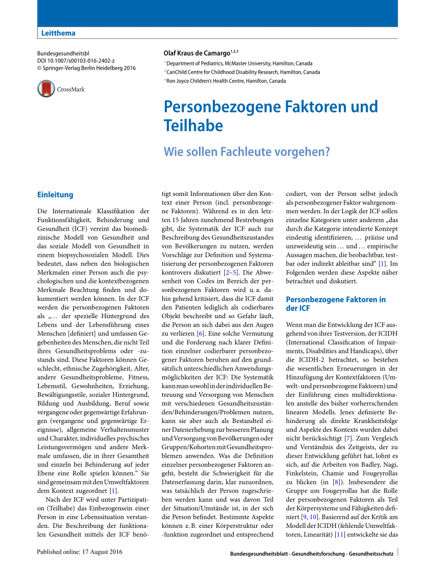 PDF Die Internationale Klassifikation der Funktionsfähigkeit Behinderung und Gesundheit Eine Expertise im Auftrag der Deutschen Gesellschaft für