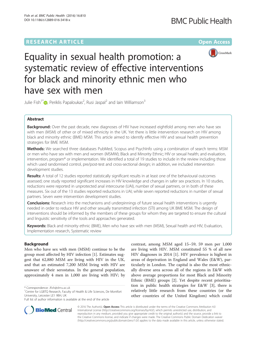 [pdf] Equality In Sexual Health Promotion A Systematic Review Of Effective Interventions For