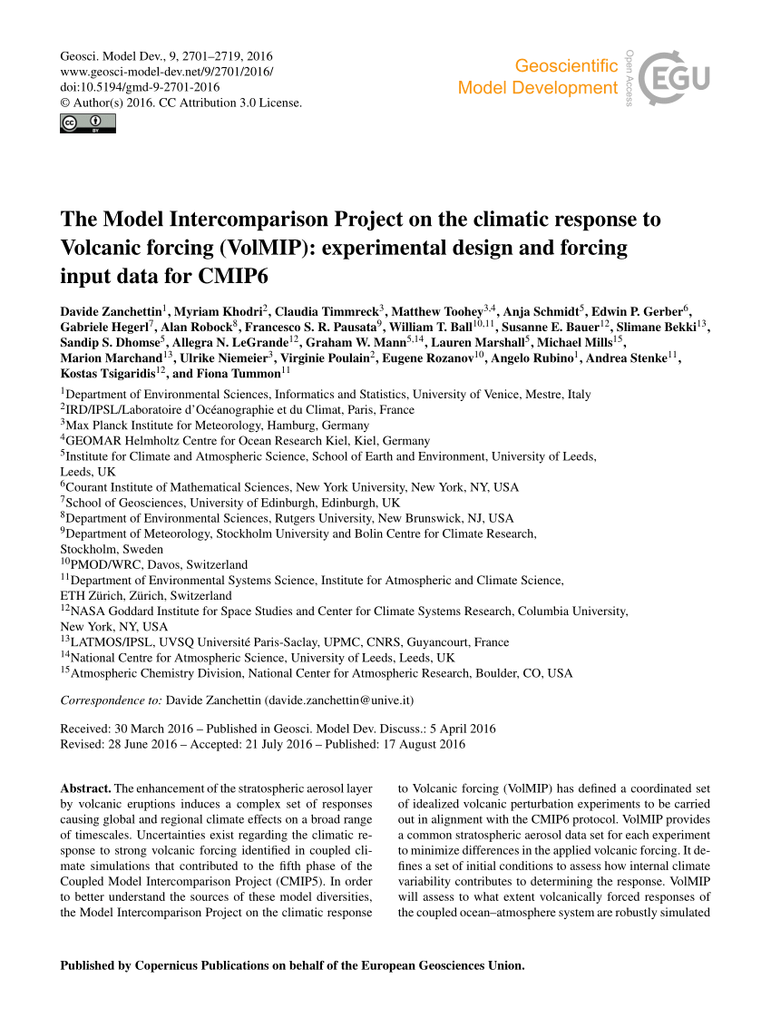 PDF) The Model Intercomparison Project on the climatic response to ...