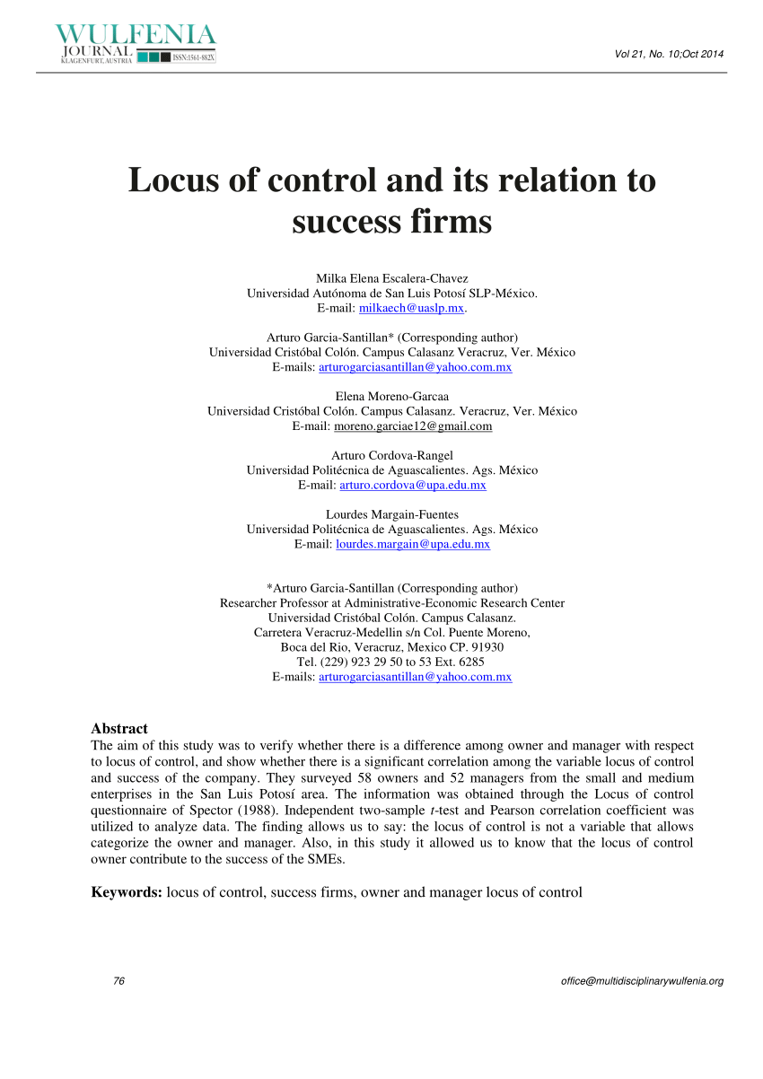 dissertation on locus of control