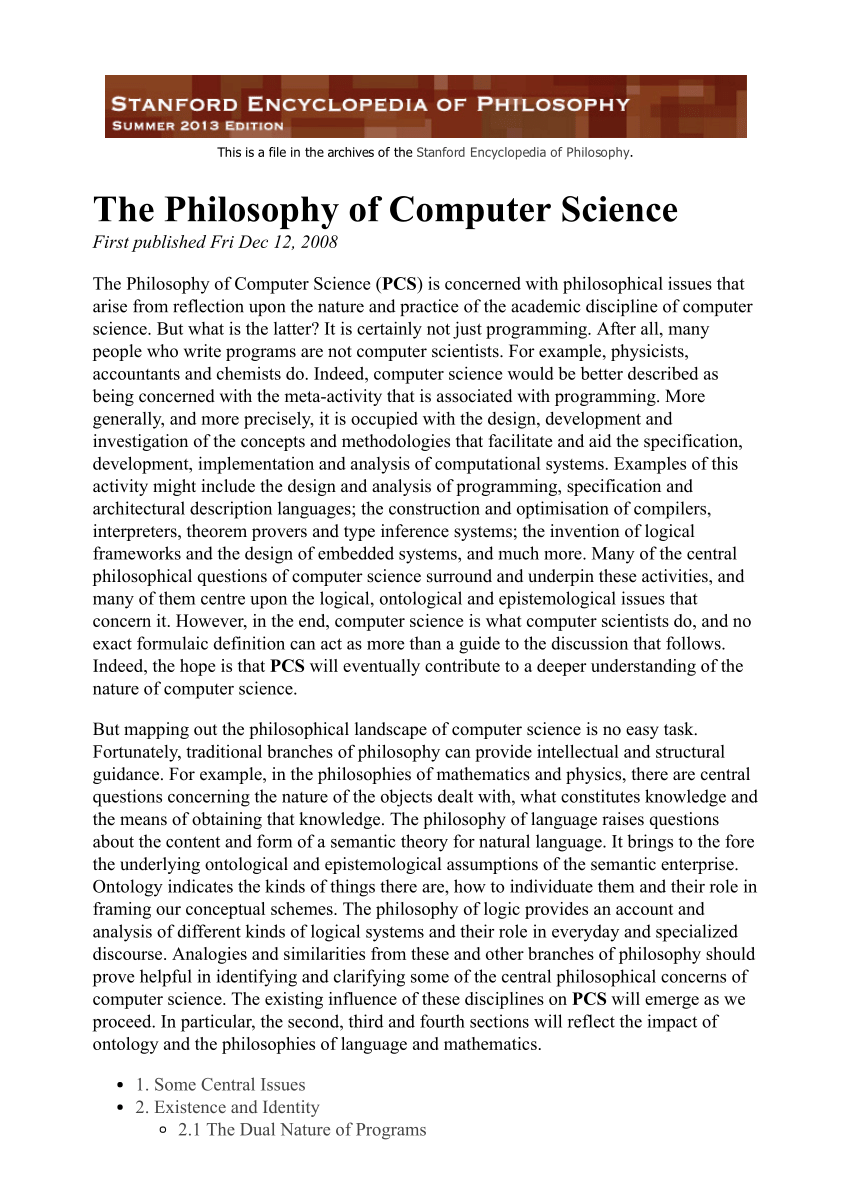 Computational Philosophy (Stanford Encyclopedia of Philosophy)