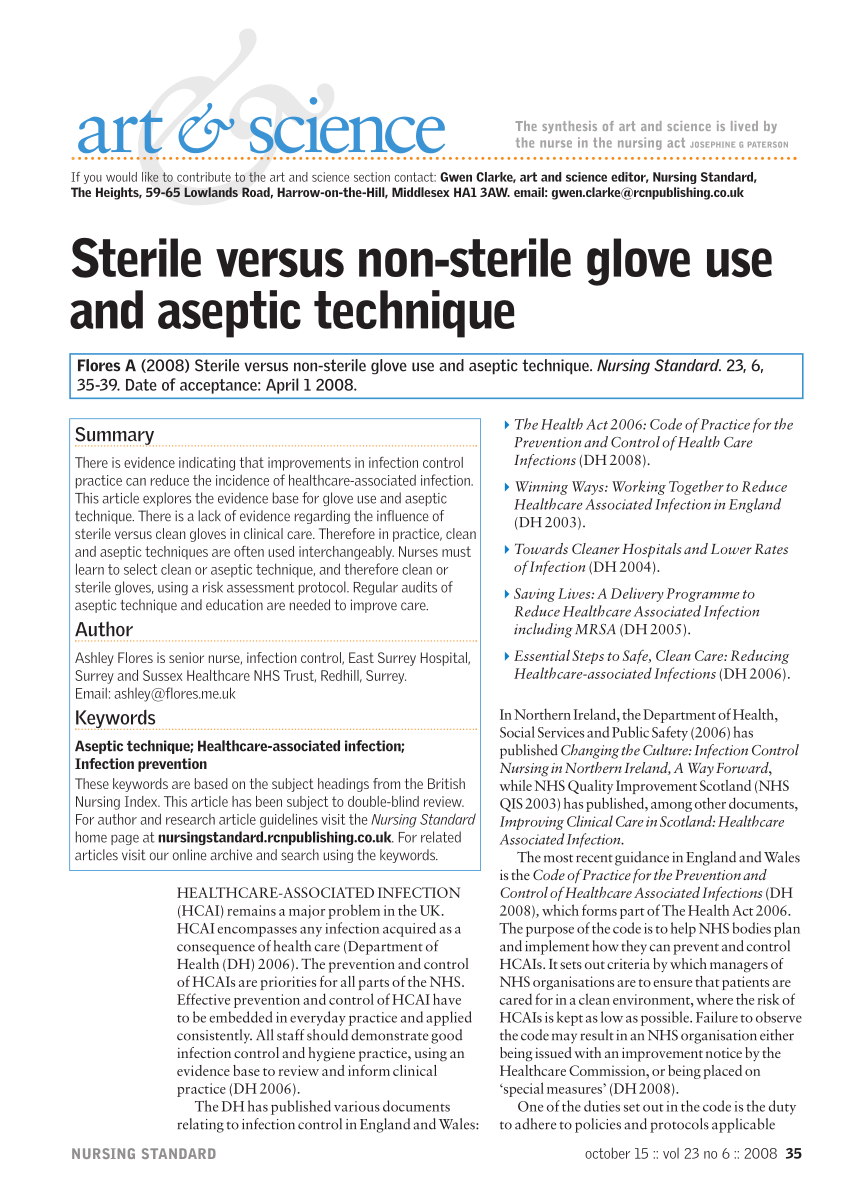 medical asepsis vs sterile technique