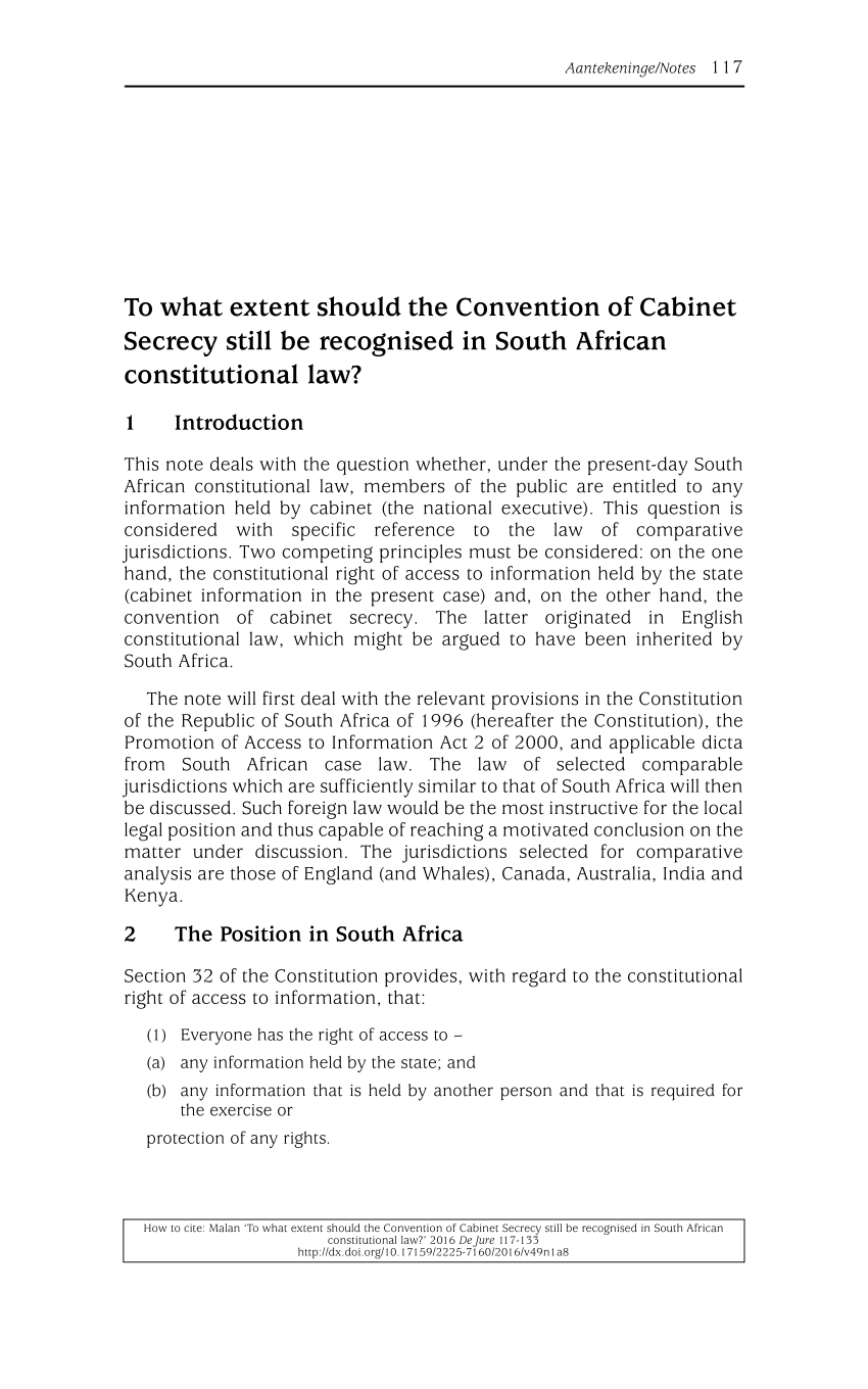 (PDF) To what extent should the Convention of Cabinet Secrecy still be ...