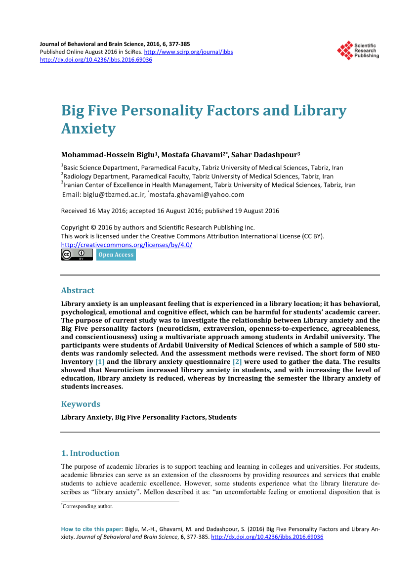 research papers on big five personality