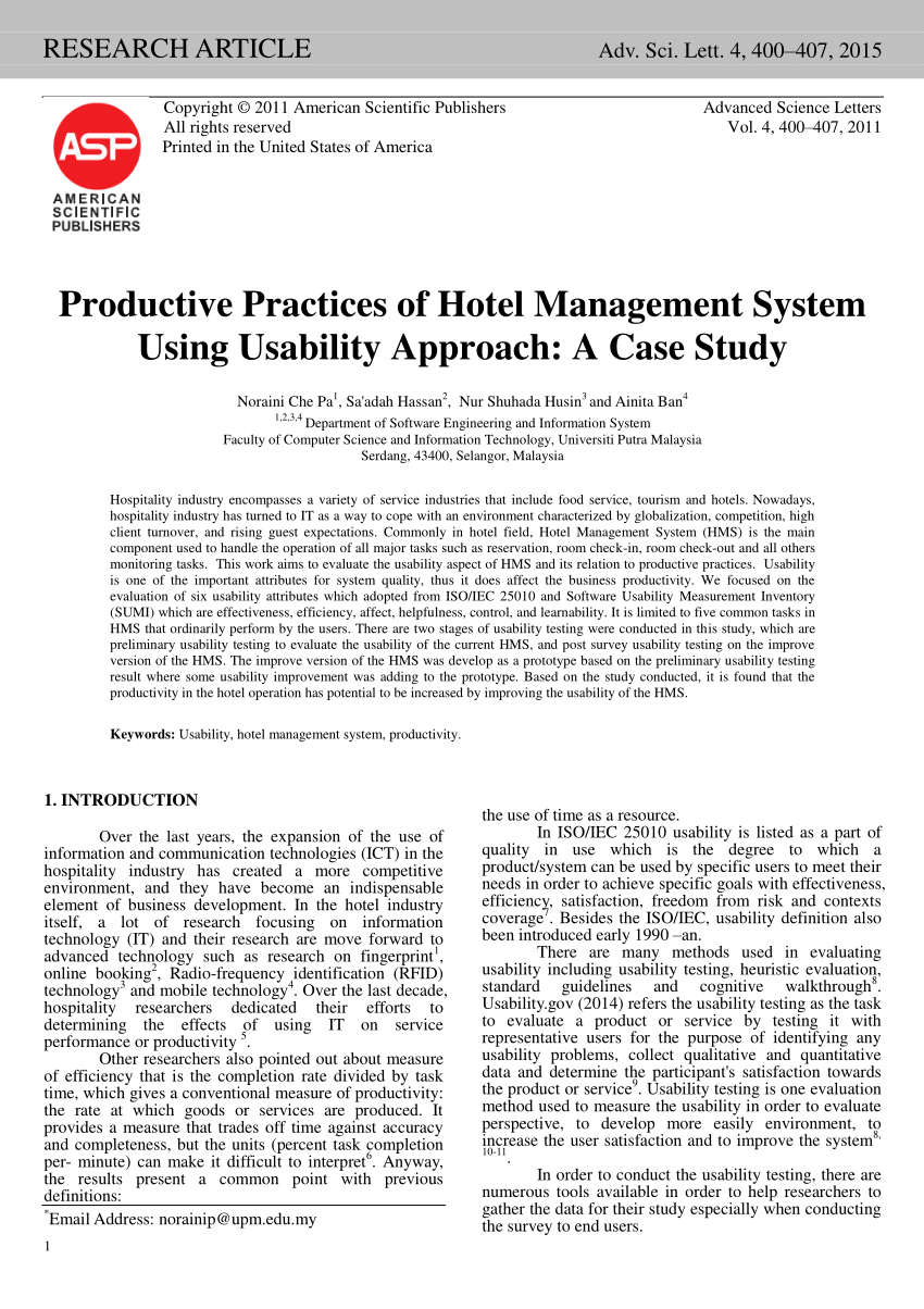 case study on hotel management system pdf