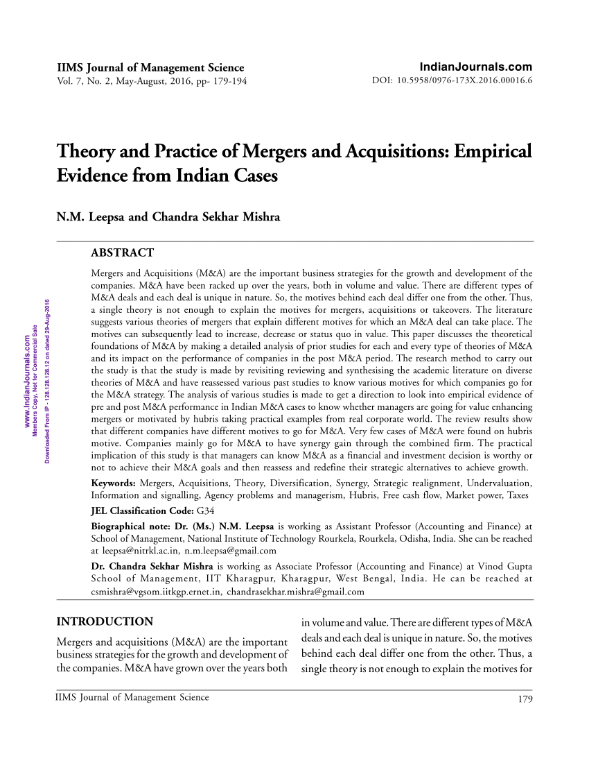 mergers and acquisitions dissertation topics