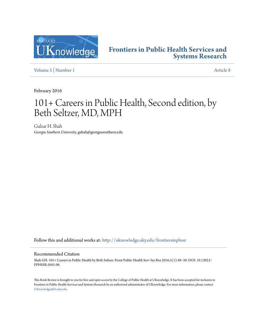101 Careers in Public Health Second Edition Epub-Ebook