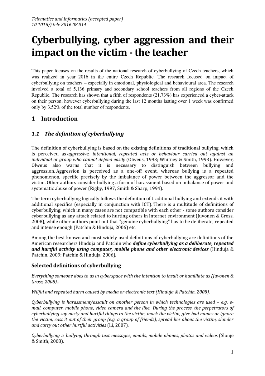 impact of cyberbullying research paper