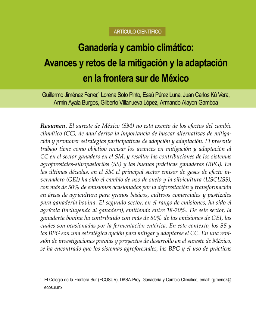 PDF Ganadería y cambio climático Avances y retos de la  