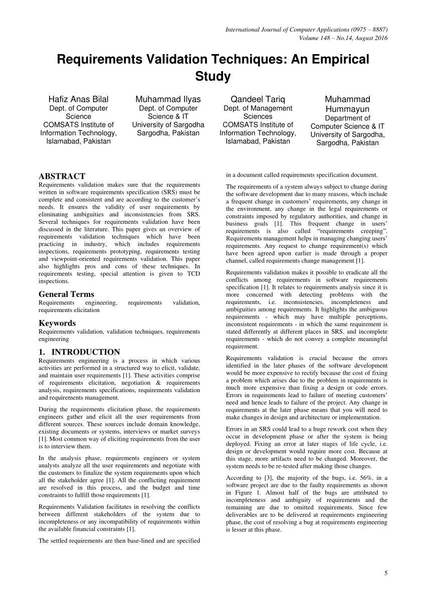PDF) Requirements Validation Techniques: An Empirical Study