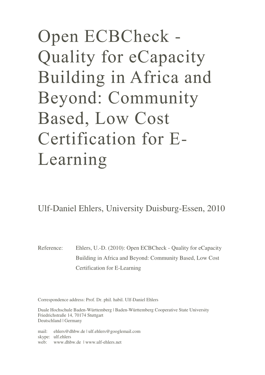 (PDF) Open ECBCheck - Quality for eCapacity Building in Africa and ...