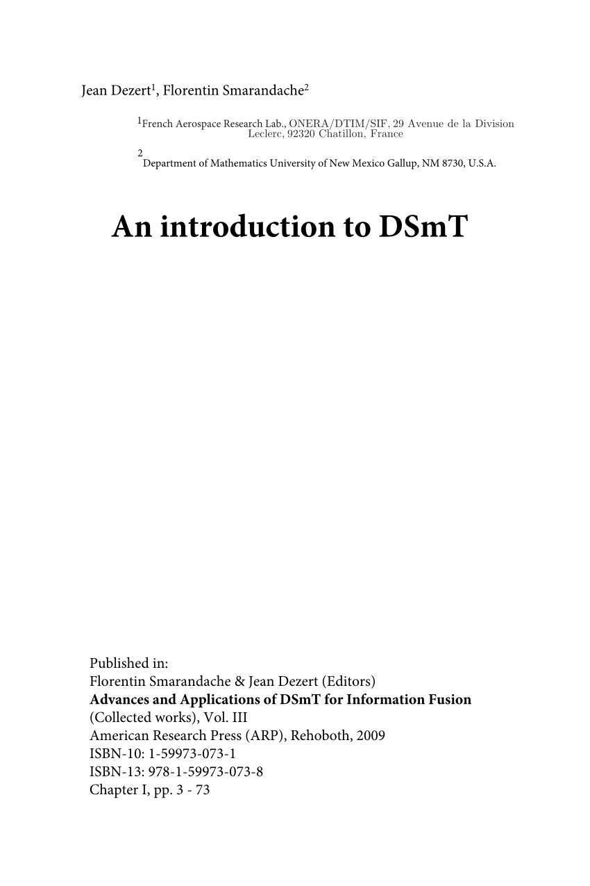 (PDF) An introduction to DSmT