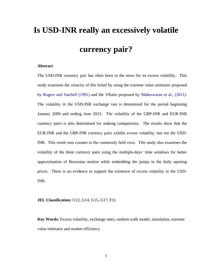 Pdf Is Usd Inr Really An Excessively Volatile Currency Pair - 