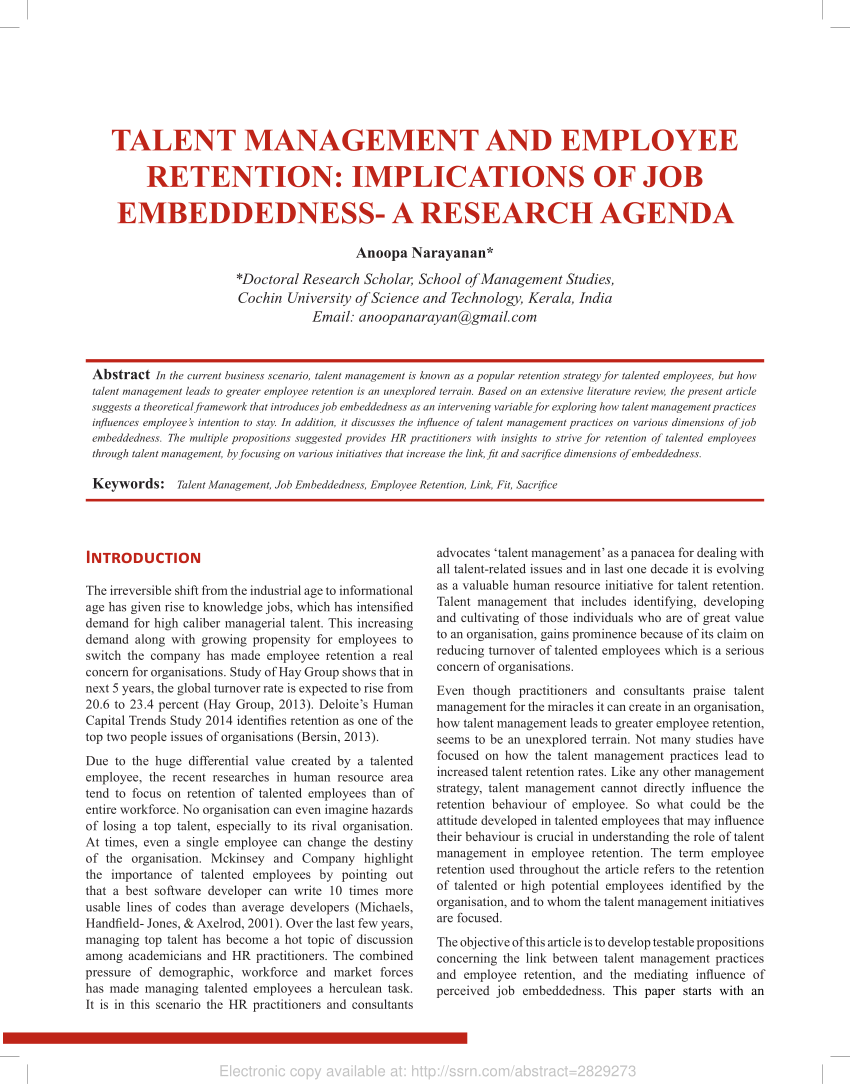 a research paper on employee retention