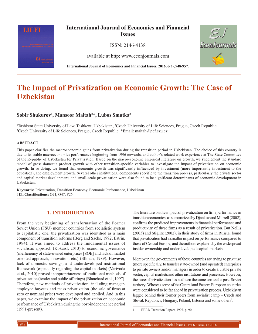 PDF) The Impact of Privatization on Economic Growth: The Case of
