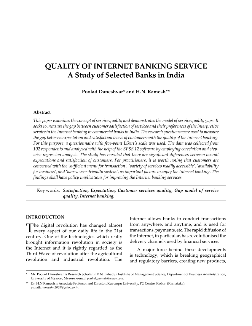 Research Paper Service Quality Banks