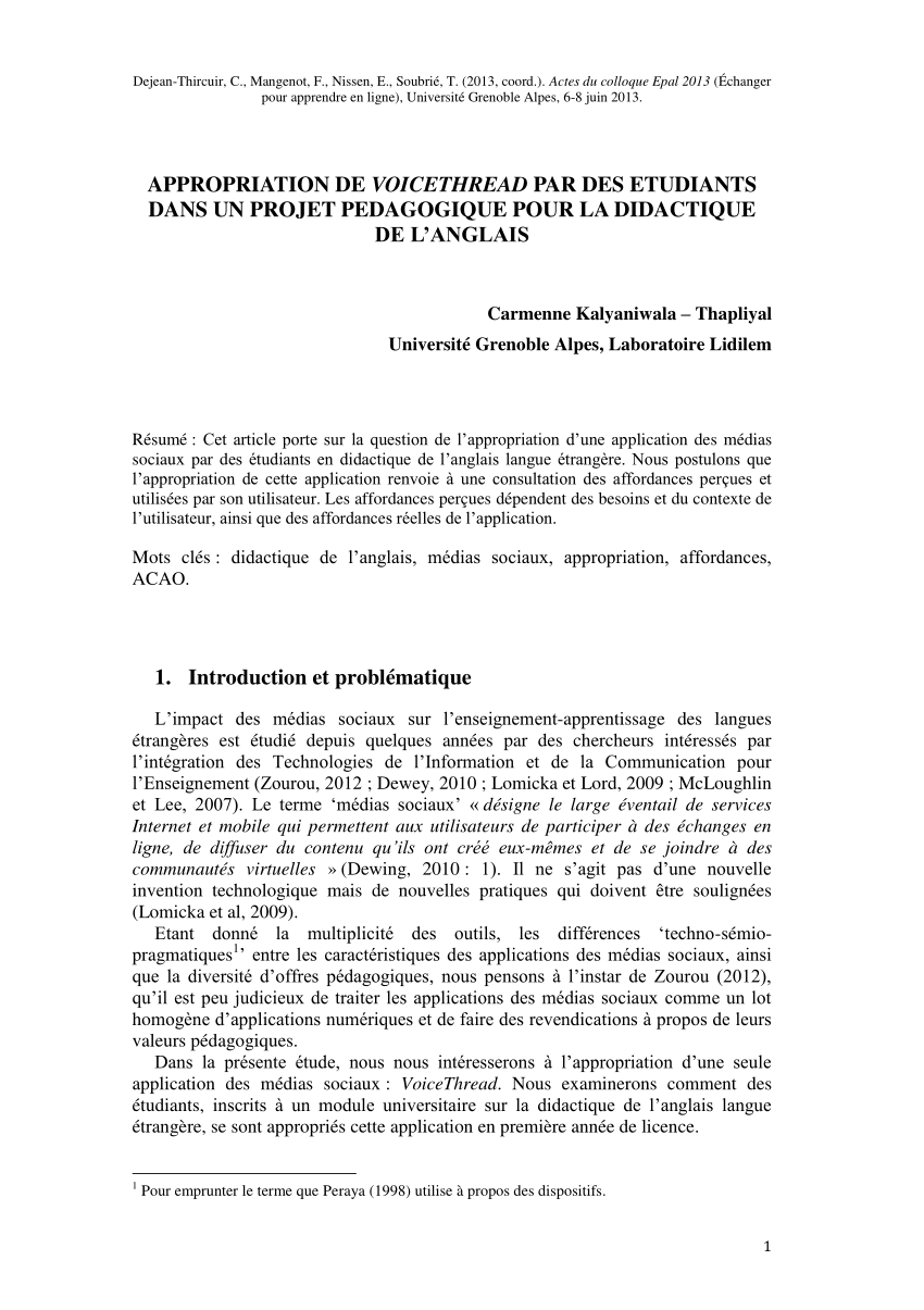 Pdf Appropriation De Voicethread Par Des Etudiants Dans Un Projet Pedagogique Pour La Didactique De L Anglais