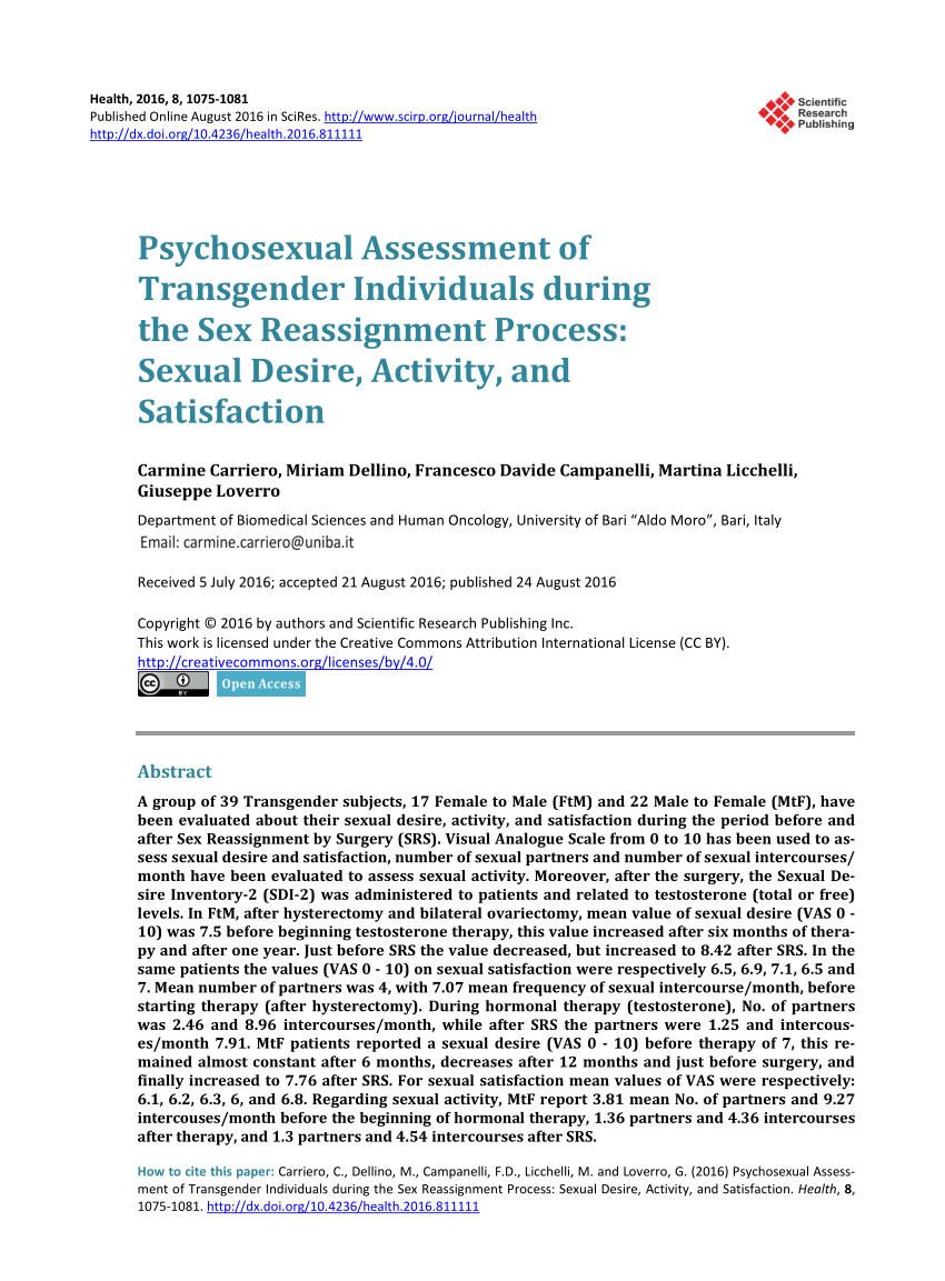 gender reassignment psychological assessment