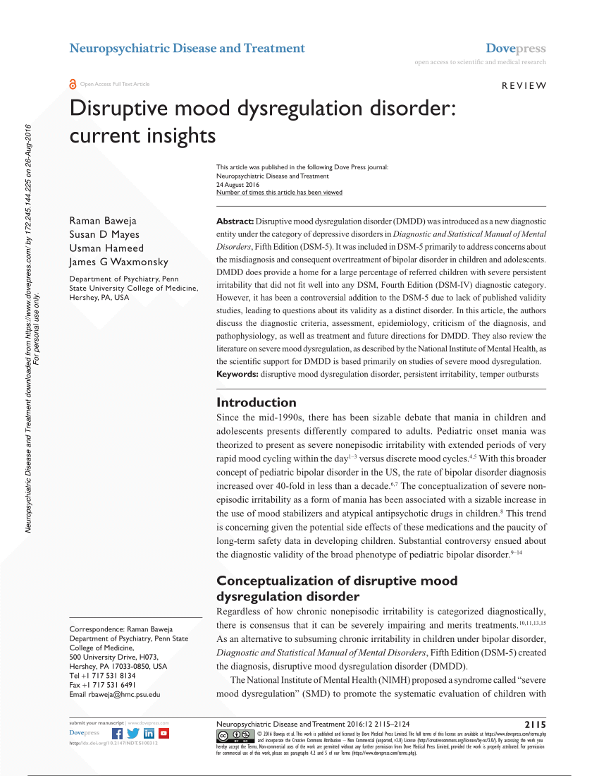 literature review on mood disorder