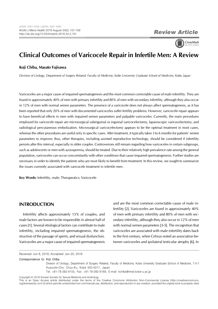 A review of varicocele repair for pain