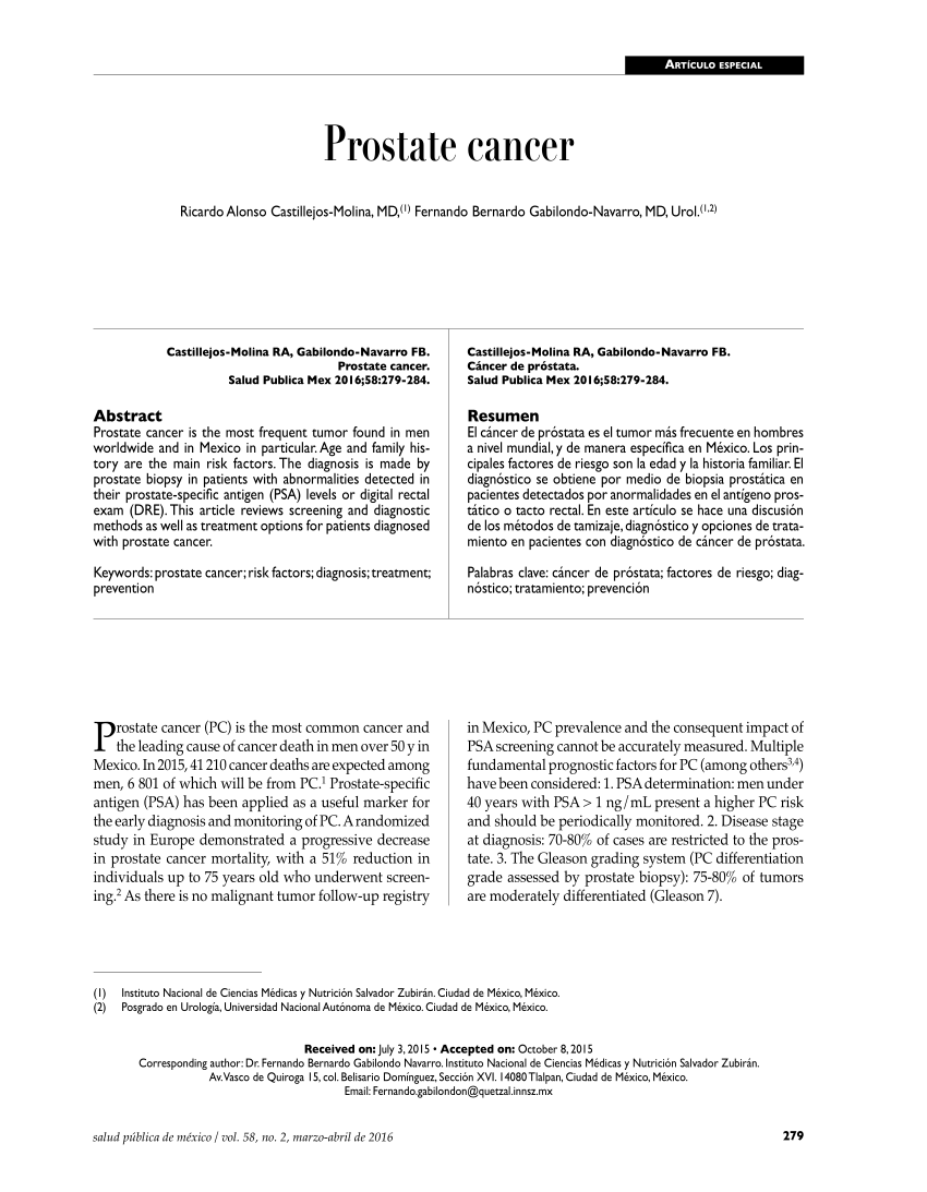 prostate cancer research paper outline
