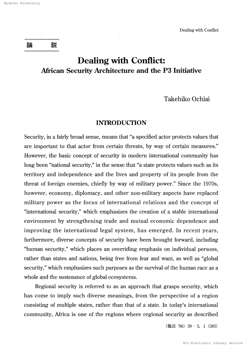 (PDF) Dealing with Conflict: African SecurityArchitectureand the P3 Sns-Brigh10