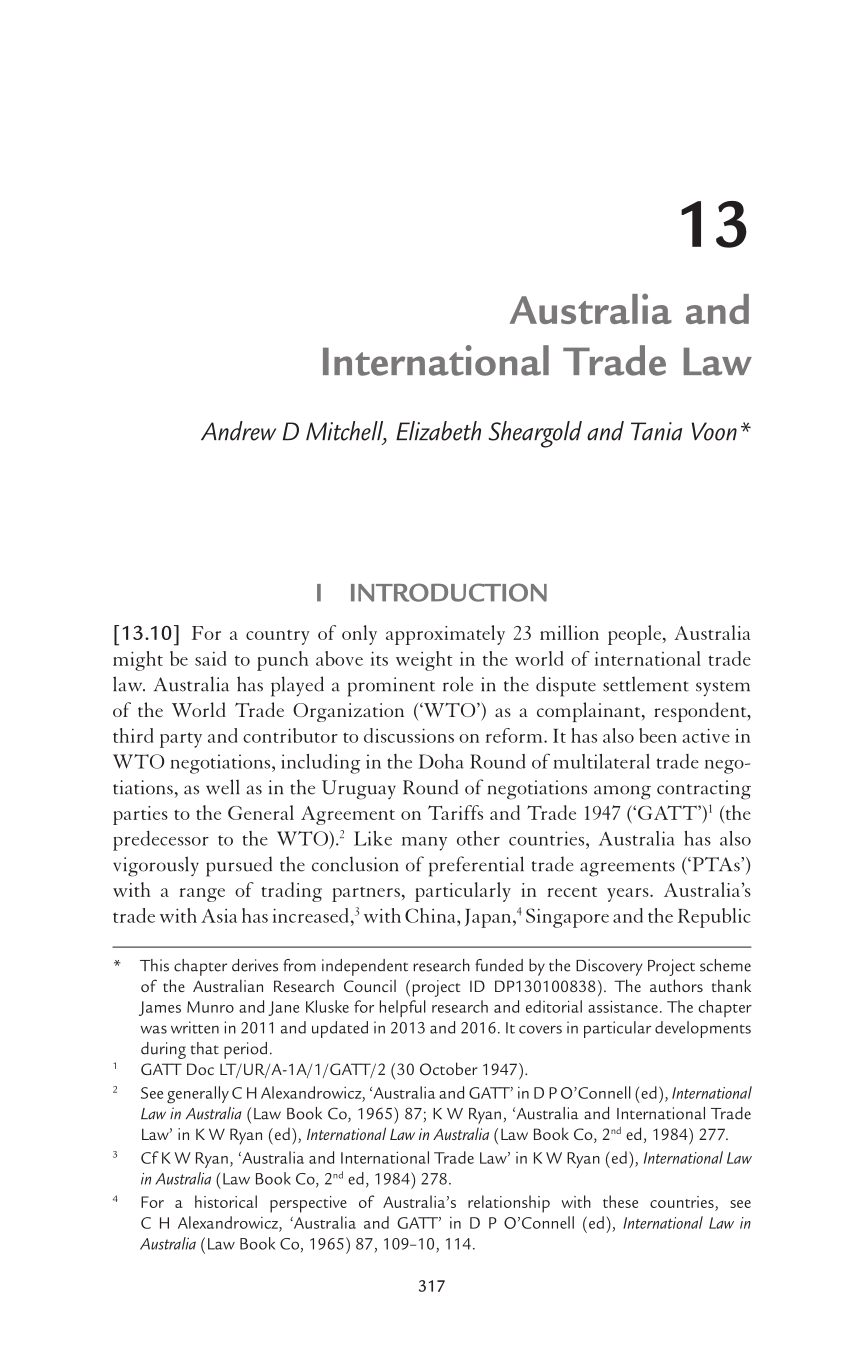 (PDF) Australia and International Trade Law