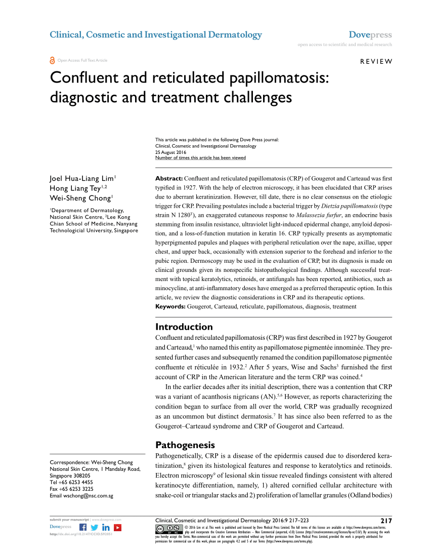 confluent and reticulated papillomatosis ijdvl