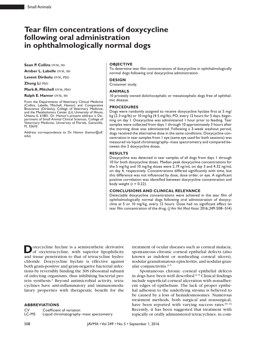 Doxycycline in linea