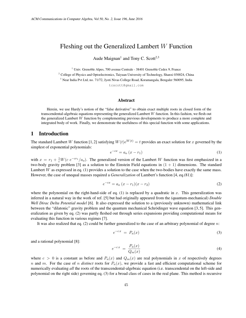 Pdf Fleshing Out The Generalized Lambert W Function