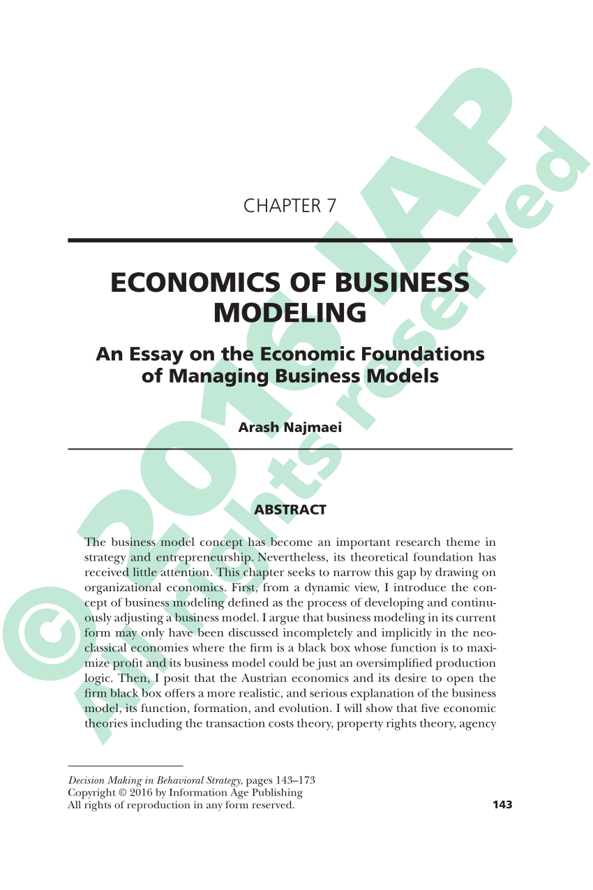 importance of business model essay