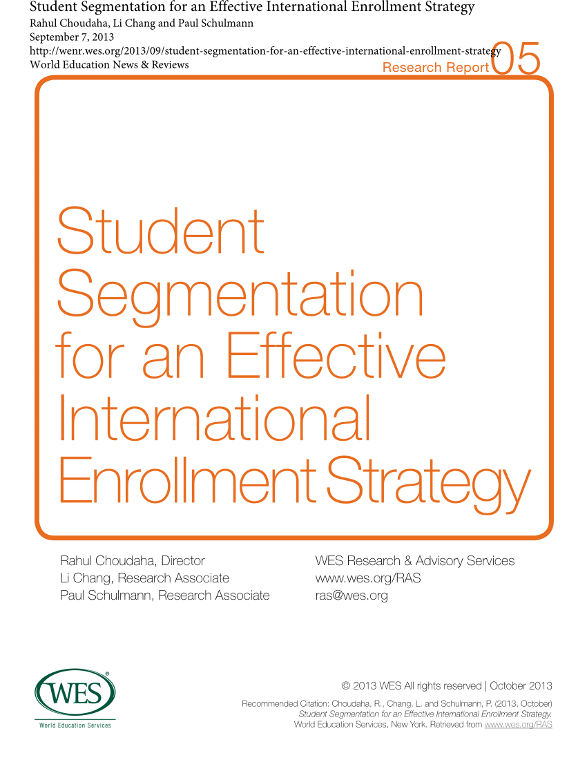 Pdf Student Segmentation For An Effective International Enrollment Strategy