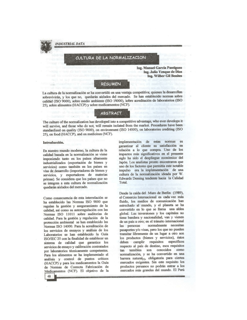 Pdf Cultura De La Normalizacion