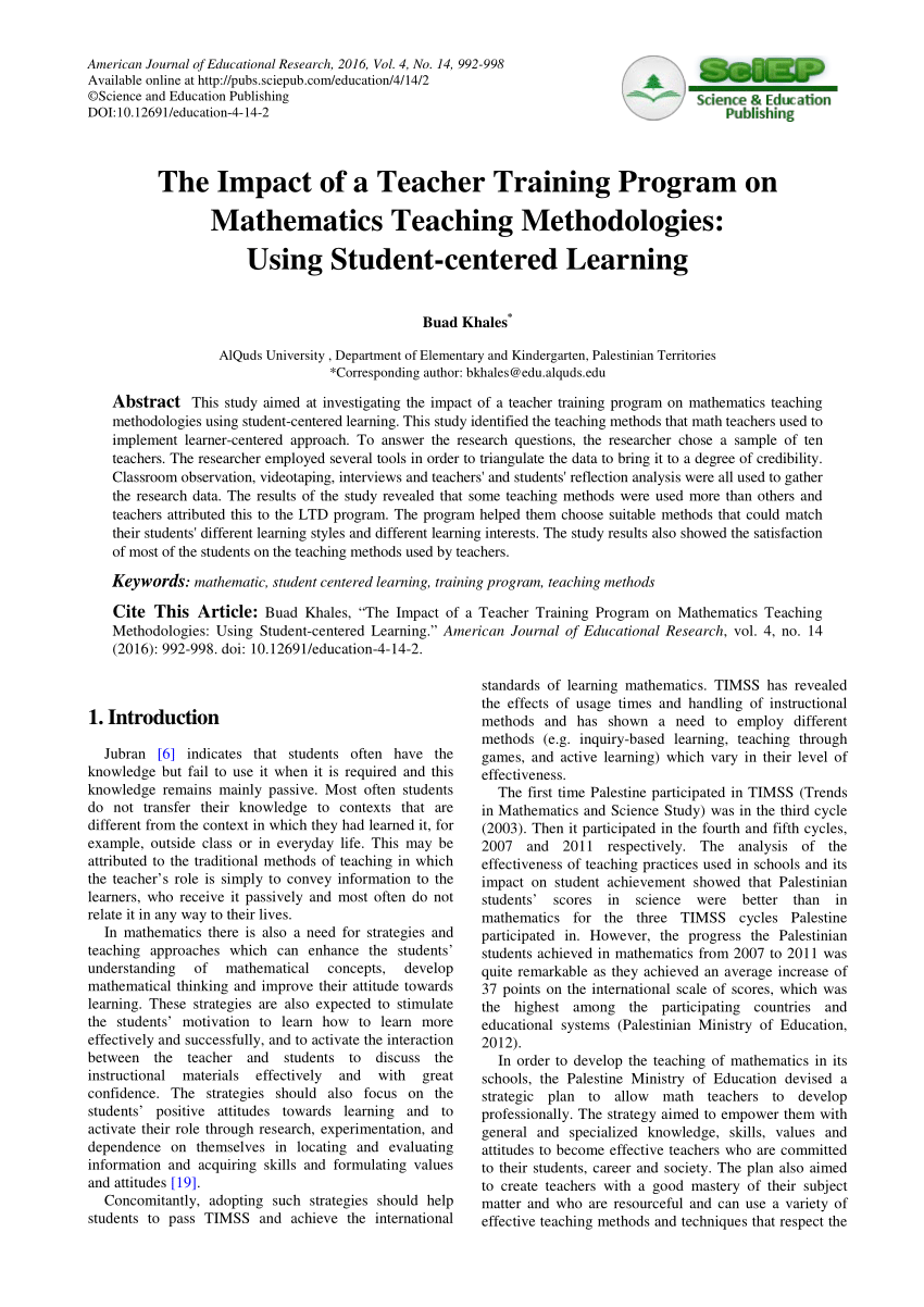 teaching mathematics research papers