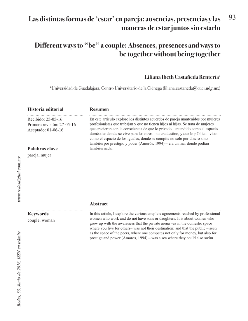 Pdf Las Distintas Formas De Estar En Pareja Ausencias Presencias Y Las Maneras De Estar Juntos Sin Estarlo