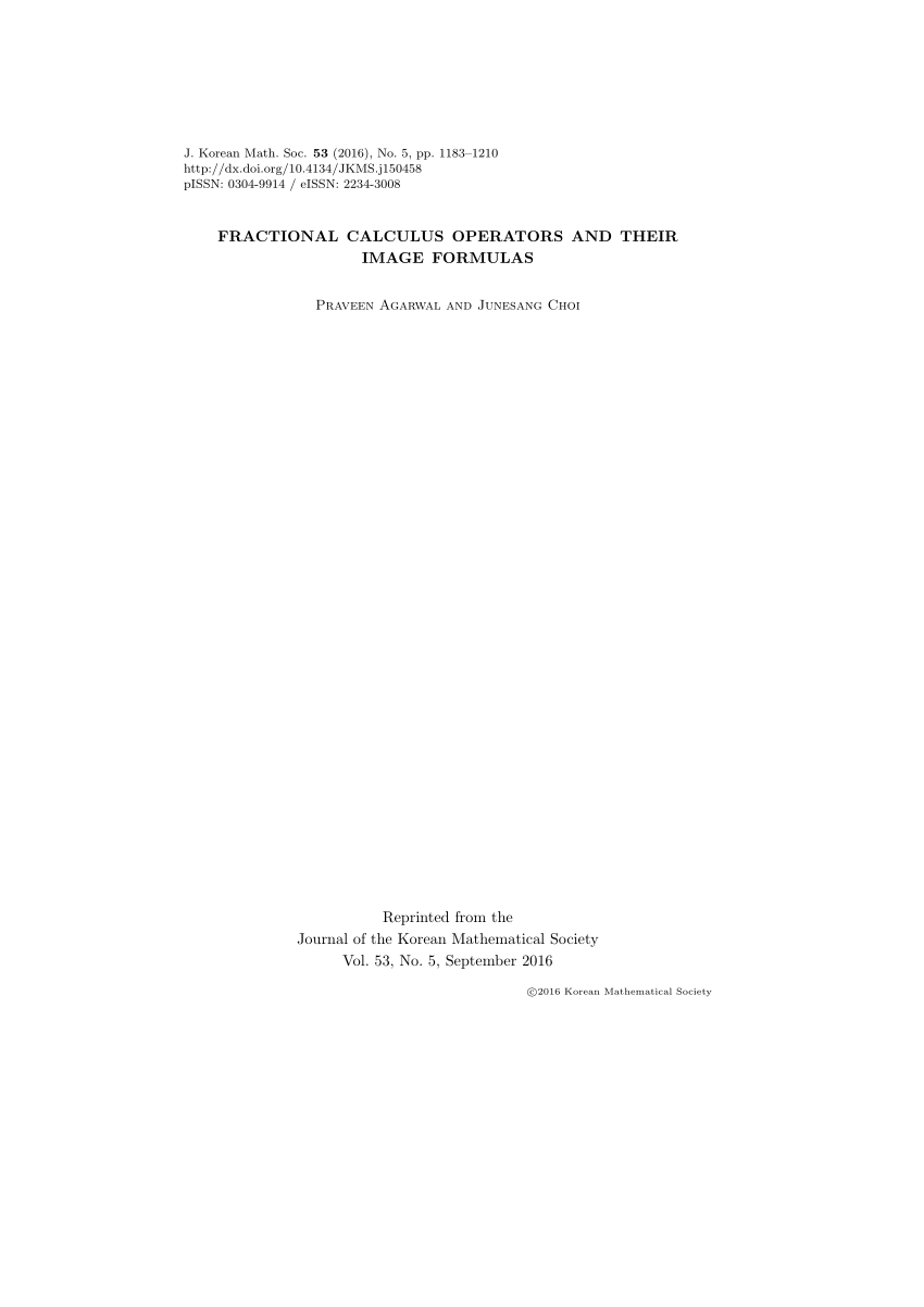 (PDF) Fractional calculus operators and their image formulas