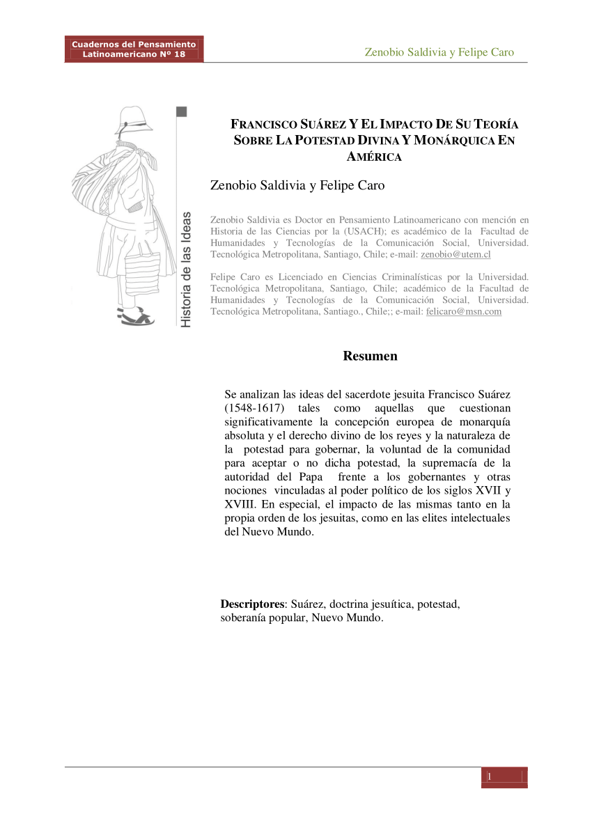 Pdf Francisco Suarez Y El Impacto De Su Teoria Sobre La Potestad Divina Y Monarquica En America