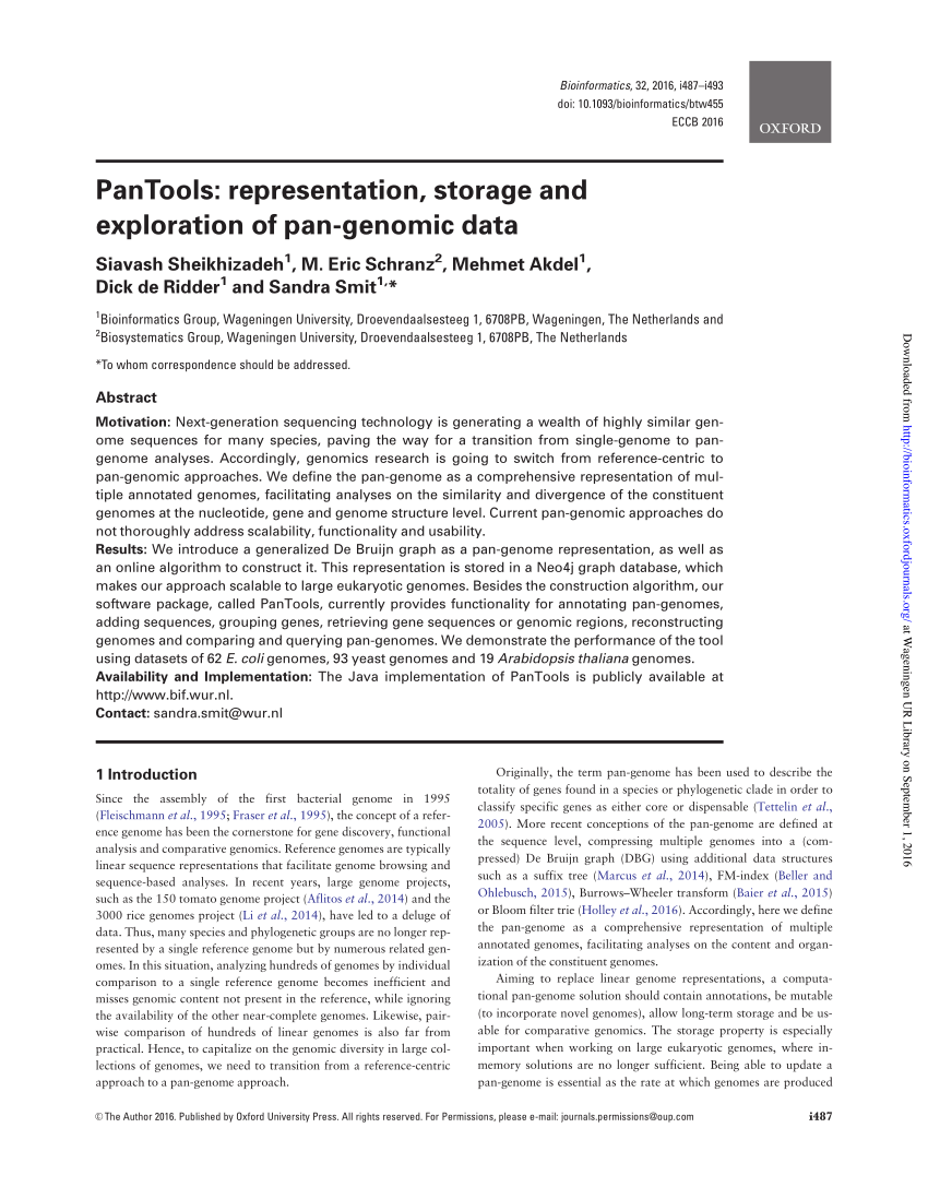 Pdf Pantools Representation Storage And Exploration Of Pan Genomic Data