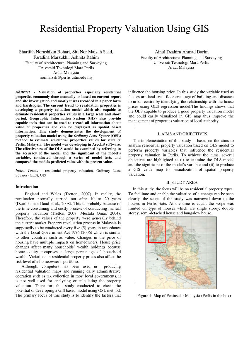 (PDF) Residential property valuation using GIS