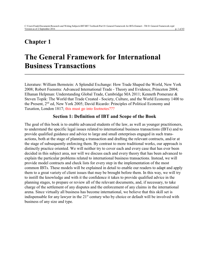 PDF) Frank Emmert: International Business Transactions - Text