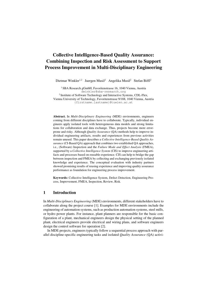 PDF) Collective Intelligence-Based Quality Assurance: Combining ...