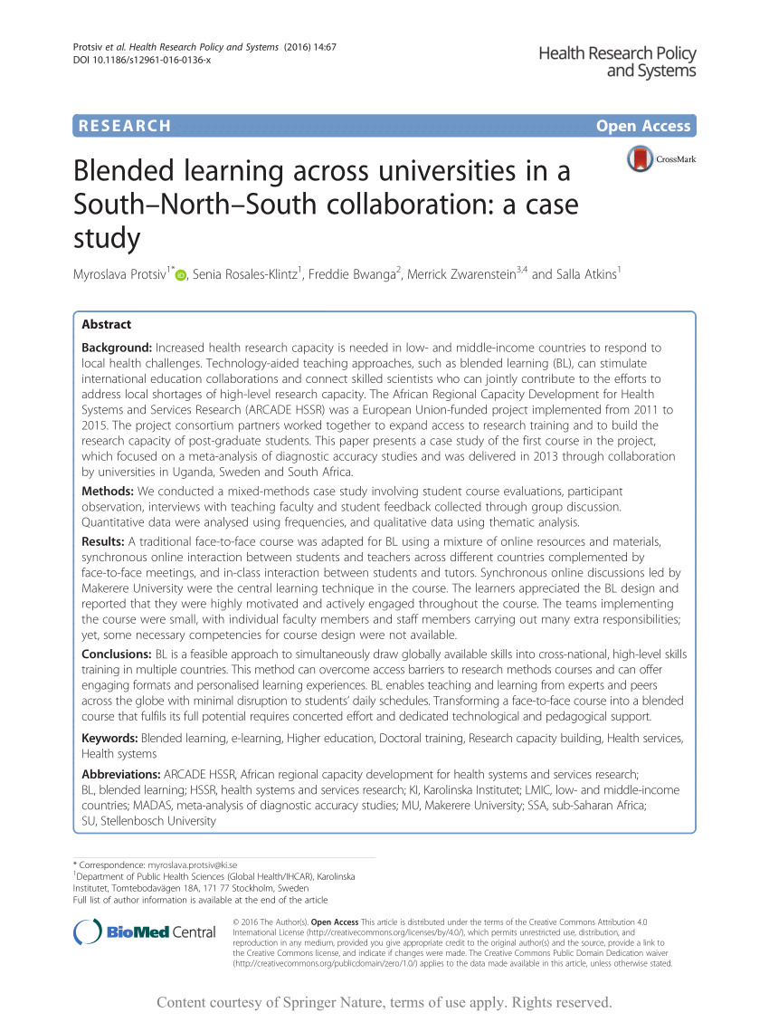 PDF) Blended learning across universities in a South-North-South ...
