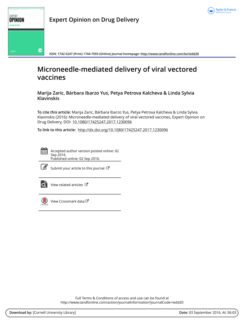 (PDF) Microneedle-mediated delivery of viral vectored vaccines