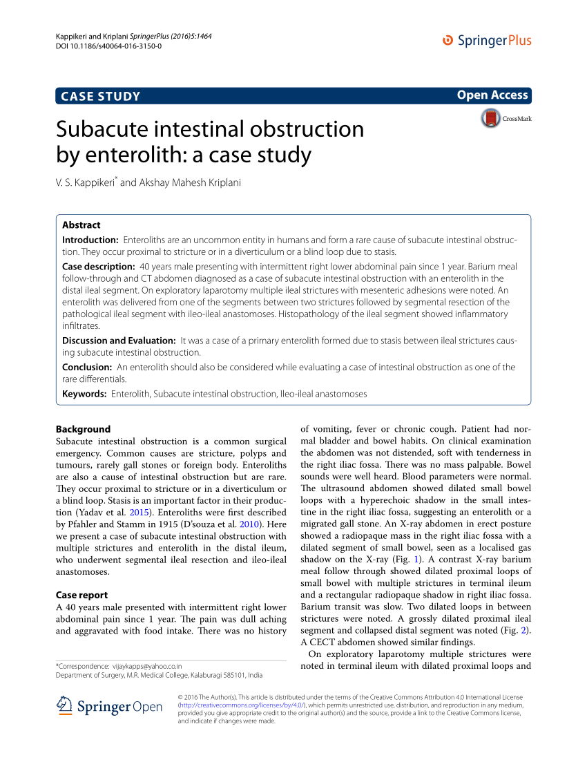 nursing case study of intestinal obstruction