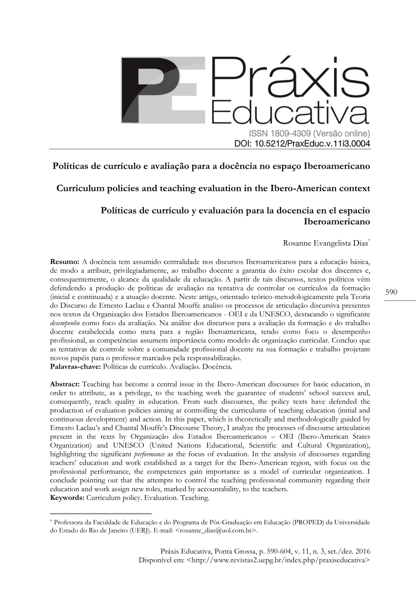 (PDF) Políticas de currículo e avaliação para a docência no espaço ...
