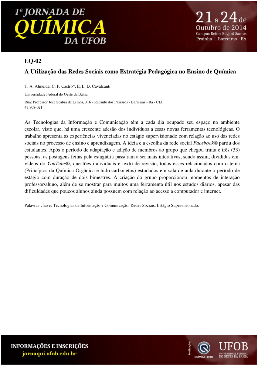 A Utilização de Tecnologias no Ensino da Química