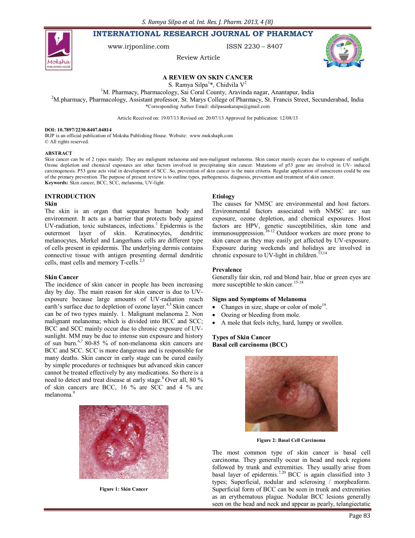 research paper of skin cancer