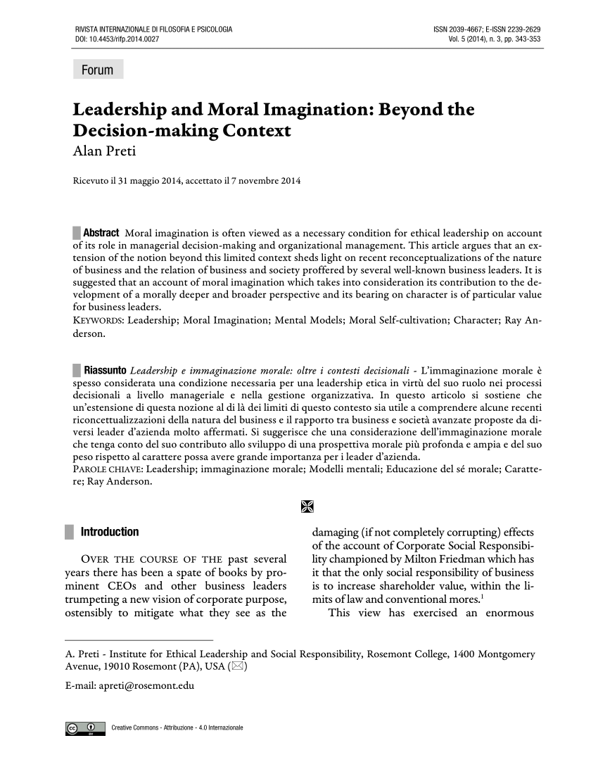 essay on moral imagination