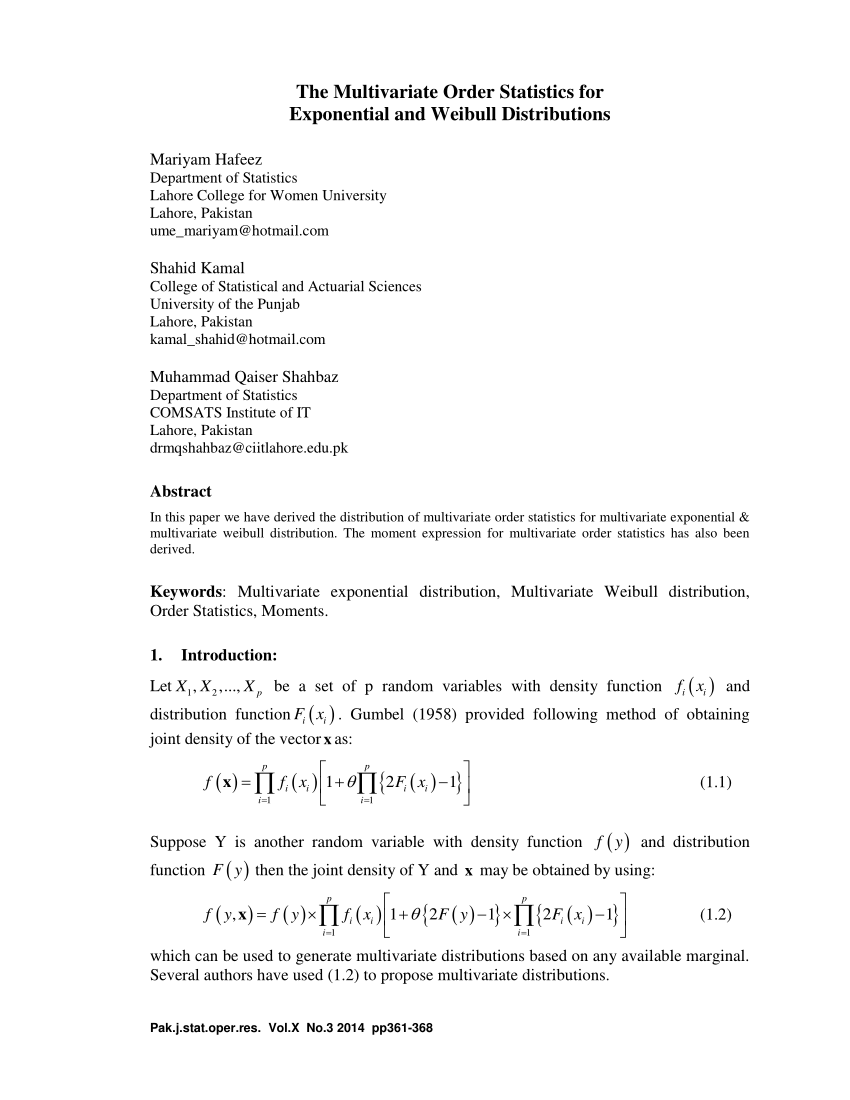 thesis on multivariate statistics
