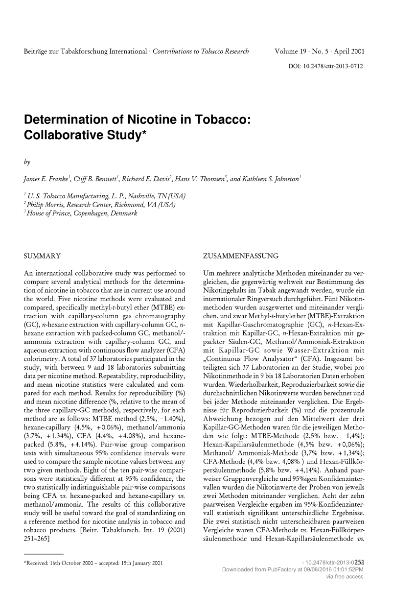 research articles on nicotine